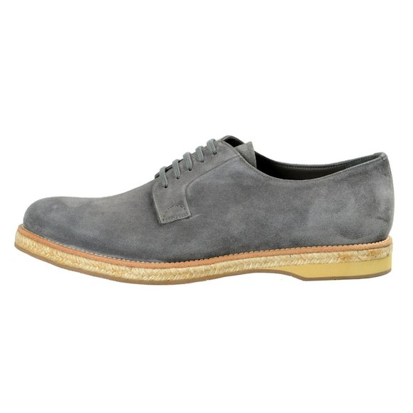 Prada Mens Gray Suede Leather Casual Oxfords Shoes main image 4